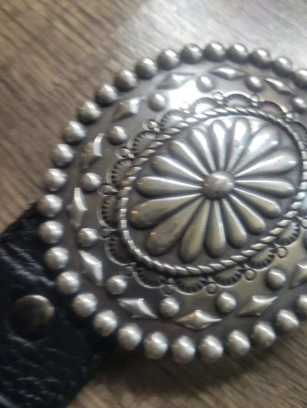 2007 Ariat Western Womens Belt Leather Crystals Buckle Black Size 34/85